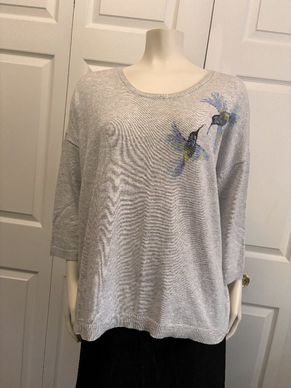 J. Jill Petite Medium Lightweight Hummingbird Sweater Gray